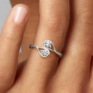 FINAL SALE - Pandora Infinite 14k White Gold Double Lab-grown Diamond Ring