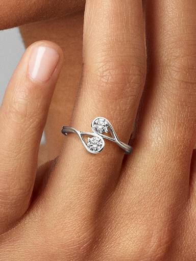 FINAL SALE - Pandora Infinite 14k White Gold Double Lab-grown Diamond Ring