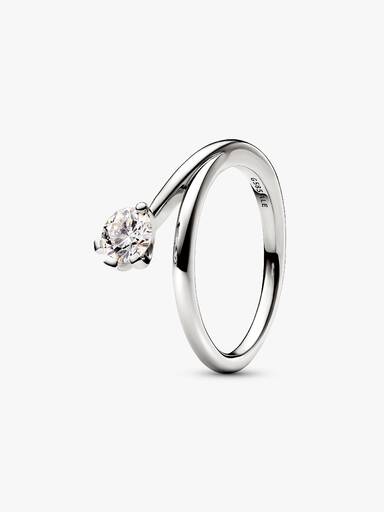 FINAL SALE - Pandora Nova 14k White Gold Lab-grown Diamond Asymmetric Ring - Image 2