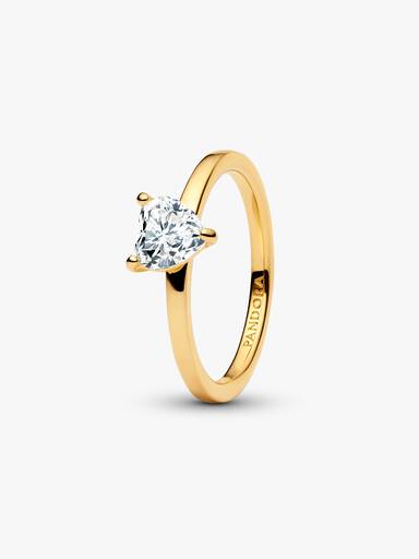 Sparkling Clear Heart Solitaire Ring - Image 2
