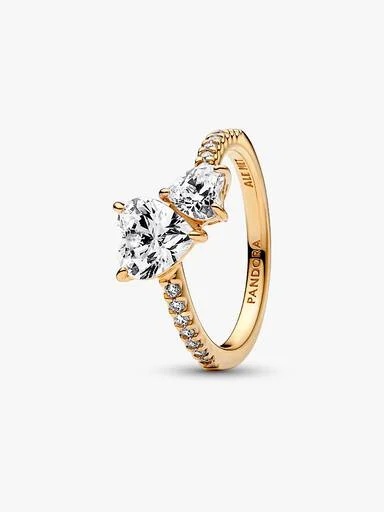 Double Heart Sparkling Ring - Image 2