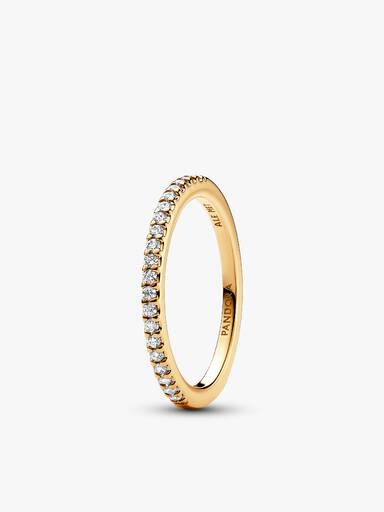 Playful Love Golden Elevated Heart Sparkling Band Ring Set - Image 2