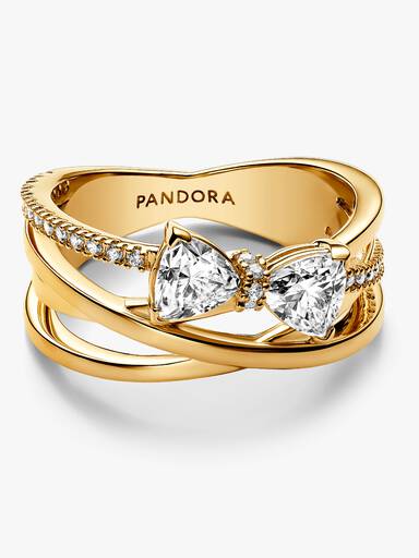 Sparkling Bow & Crossover Band Ring - Image 4