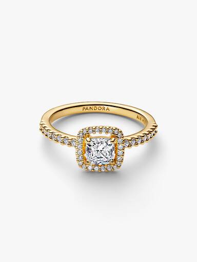 Sparkling Square Clear Halo Ring - Image 4