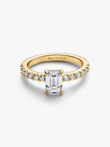 Rectangular Sparkling Halo Ring - Image 3