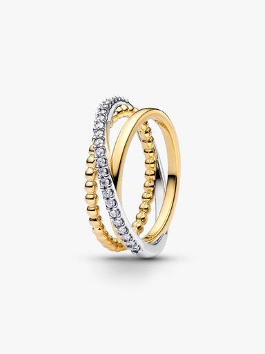 Crossover Beads & Pavé Triple Band Ring - Image 2