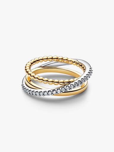 Crossover Beads & Pavé Triple Band Ring - Image 3