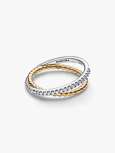 Crossover Beads & Pavé Double Band Ring - Image 3