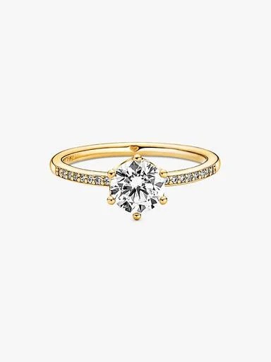 Clear Sparkling Crown Solitaire Ring - Image 2