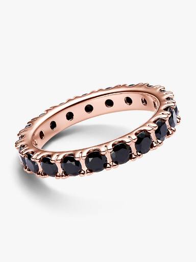 Black Sparkling Row Eternity Ring - Image 4