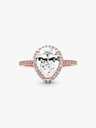 Sparkling Teardrop Halo Ring - Image 4