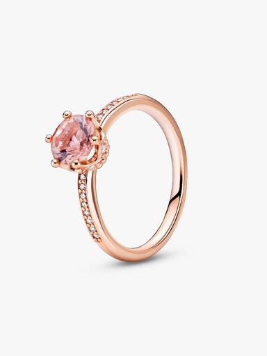 Pink Sparkling Crown Solitaire Ring - Image 2