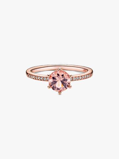 Pink Sparkling Crown Solitaire Ring - Image 5