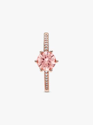 Pink Sparkling Crown Solitaire Ring - Image 4