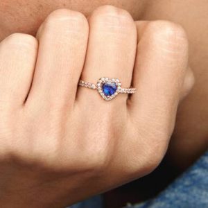 Sparkling Blue Elevated Heart Ring