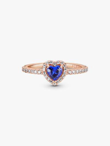 Sparkling Blue Elevated Heart Ring - Image 5