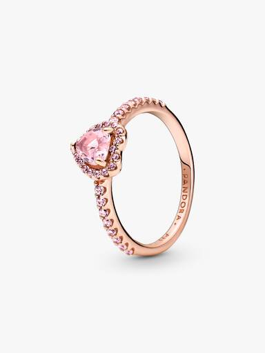 Pink Sparkling Elevated Heart Ring Set - Image 2