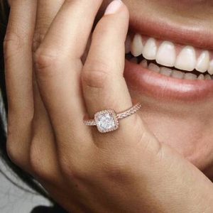 Square Sparkle Halo Ring
