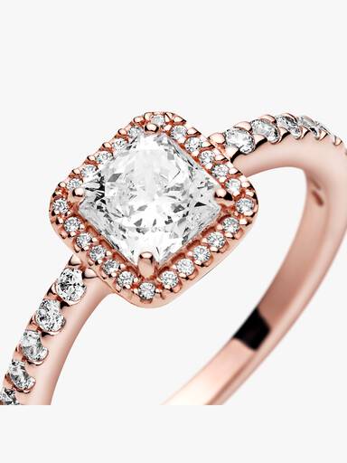 Square Sparkle Halo Ring - Image 4