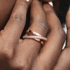 Crossover Pavé Triple Band Ring