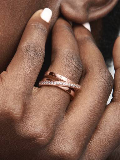 Crossover Pavé Triple Band Ring