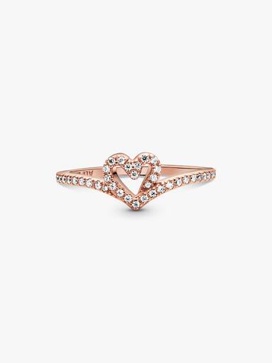 Sparkling Wishbone Heart Ring - Image 4