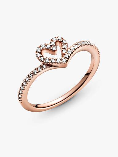 Sparkling Wishbone Heart Ring - Image 6