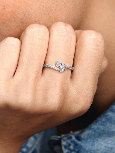 Two Sparkling Hearts Ring