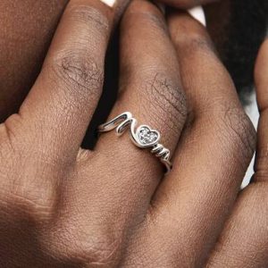 Mom Pavé Heart Ring