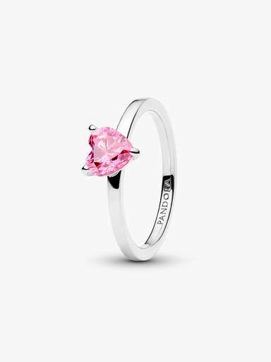 Sparkling Pink Heart Solitaire Ring - Image 2