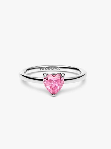 Sparkling Pink Heart Solitaire Ring - Image 4