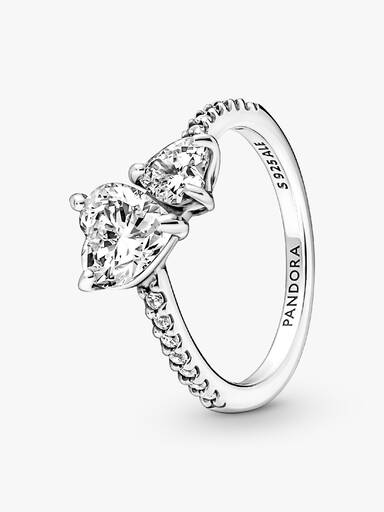 Double Heart Sparkling Ring - Image 2