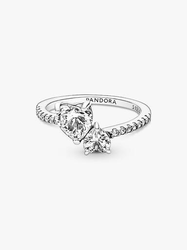 Double Heart Sparkling Ring - Image 3