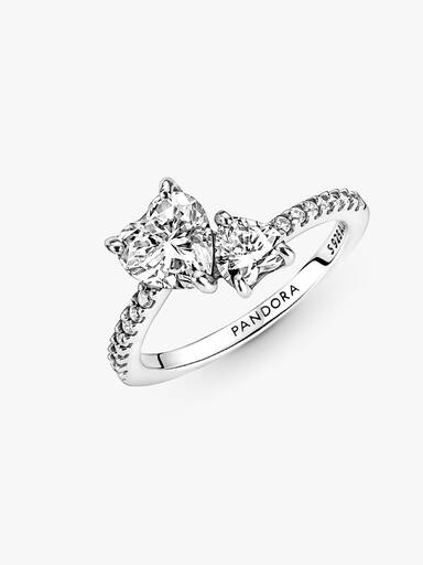 Double Heart Sparkling Ring - Image 5