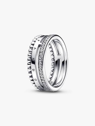 FINAL SALE - Pandora Signature Logo Pavé & Beads Ring - Image 2