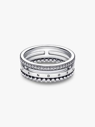 FINAL SALE - Pandora Signature Logo Pavé & Beads Ring - Image 5