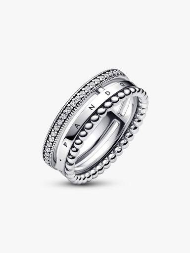 FINAL SALE - Pandora Signature Logo Pavé & Beads Ring - Image 4