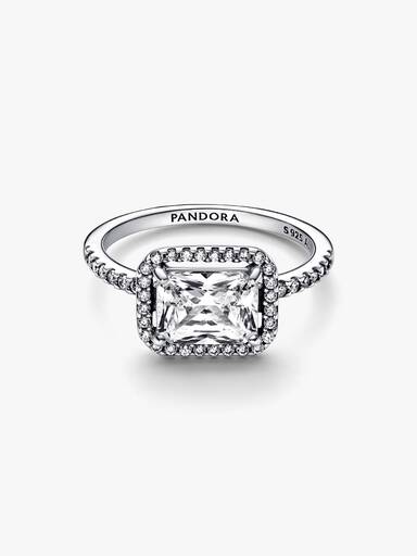 Rectangular Sparkling Halo Ring - Image 4
