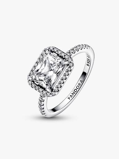 Rectangular Sparkling Halo Ring - Image 5