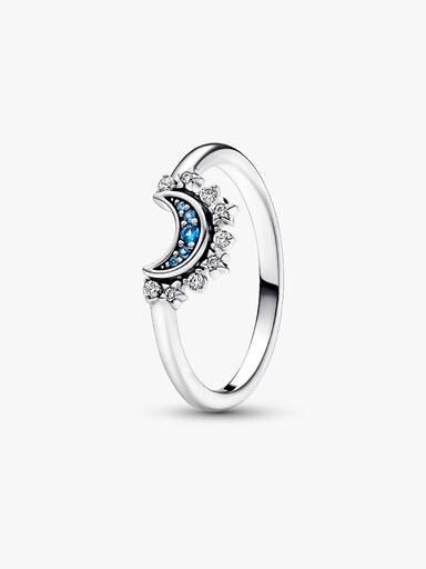 Celestial Blue Sparkling Moon Ring - Image 2