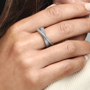 Pandora Timeless Pavé Crossover Dual Band Ring