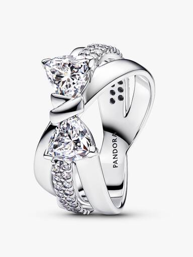 Sparkling Bow Crossover Ring - Image 2