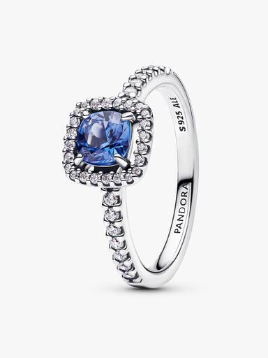 Sparkling Square Blue Halo Ring - Image 2
