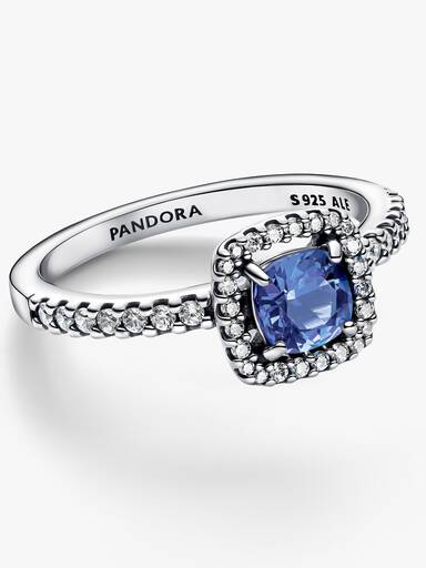 Sparkling Square Blue Halo Ring - Image 4