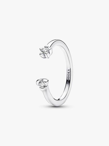 Pandora Talisman Sterling Silver Lab-Grown Diamond Heart & Star Open Ring - Image 2