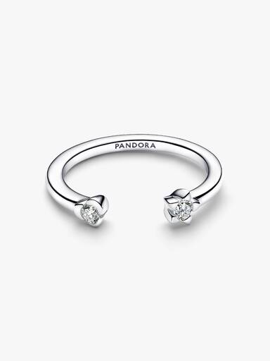 Pandora Talisman Sterling Silver Lab-Grown Diamond Heart & Star Open Ring - Image 3
