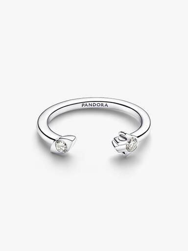 Pandora Talisman Sterling Silver Lab-Grown Diamond Evil Eye & Hamsa Hand Open Ring - Image 3