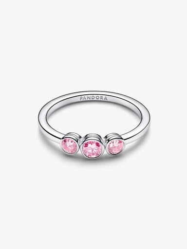 Pandora Era Bezel Sterling Silver Pink Lab-Grown Diamond Triple Stone Ring - Image 3