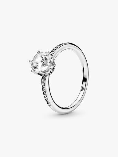 Clear Sparkling Crown Solitaire Ring - Image 2