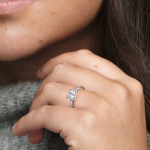 Square Sparkle Halo Ring